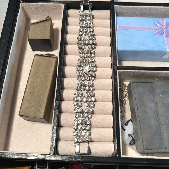 Vintage 50’s Clear Crystal Rhinestone Bracelet 8” - Picture 5 of 8